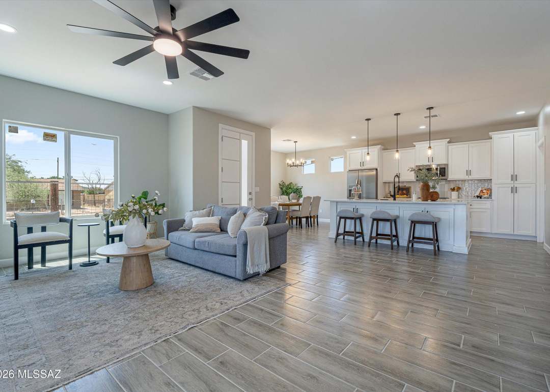 Open living room and kitchen